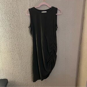 Michael Kors Olive Green Side Ruched Body Con Dress Size L Date Night Elegant